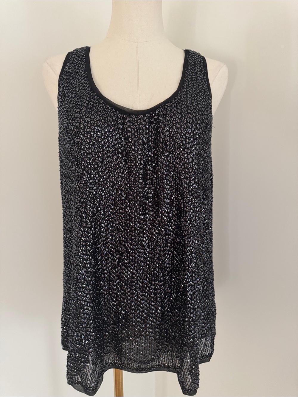 Diane Von FurstenburgWomen's Black Sequin Camisole Tank - Sparkle Evening Top